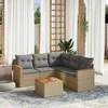 Sofa Sofos komplektas su pagalvėlėmis, 6 dalių, smėlio, poliratanas