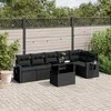 Lauko baldų komplektas Sofos komplektas su pagalvėlėmis, 7 dalių, juodas, poliratanas