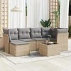 Sofa Sofos komplektas su pagalvėlėmis, 7 dalių, smėlio, poliratanas