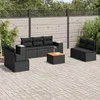 Sofa Sofos komplektas su pagalvėlėmis, 8 dalių, juodas, poliratanas