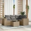 Sofa Sofos komplektas su pagalvėlėmis, 5 dalių, smėlio, poliratanas