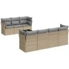 Sofa Sofos komplektas su pagalvėlėmis, 8 dalių, smėlio, poliratanas