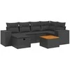 Sofa Sofos komplektas su pagalvėlėmis, 7 dalių, juodas, poliratanas