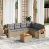 Sofa Sofos komplektas su pagalvėlėmis, 7 dalių, smėlio, poliratanas