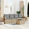 Sofa Sofos komplektas su pagalvėlėmis, 5 dalių, smėlio, poliratanas
