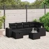 Sofa Sofos komplektas su pagalvėlėmis, 7 dalių, juodas, poliratanas