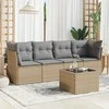 Sofa Sofos komplektas su pagalvėlėmis, 5 dalių, smėlio, poliratanas
