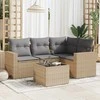 Sofa Sofos komplektas su pagalvėlėmis, 5 dalių, smėlio, poliratanas