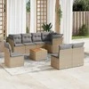 Sofa Sofos komplektas su pagalvėlėmis, 9 dalių, smėlio, poliratanas