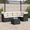 Sofa Sofos komplektas su pagalvėlėmis, 6 dalių, juodas, poliratanas