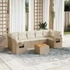 Sofa Sofos komplektas su pagalvėlėmis, 8 dalių, smėlio, poliratanas
