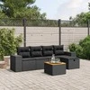 Sofa Sofos komplektas su pagalvėlėmis, 6 dalių, juodas, poliratanas