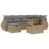 Lauko baldų komplektas Sofos komplektas su pagalvėlėmis, 7 dalių, smėlio, poliratanas