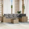 Sofa Sofos komplektas su pagalvėlėmis, 6 dalių, smėlio, poliratanas