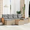 Sofa Sofos komplektas su pagalvėlėmis, 7 dalių, smėlio, poliratanas