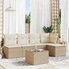Sofa Sofos komplektas su pagalvėlėmis, 6 dalių, smėlio, poliratanas