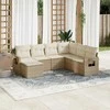 Lauko baldų komplektas Sofos komplektas su pagalvėlėmis, 7 dalių, smėlio, poliratanas