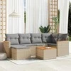 Sofa Sofos komplektas su pagalvėlėmis, 7 dalių, smėlio, poliratanas