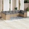 Lauko baldų komplektas Sofos komplektas su pagalvėlėmis, 10 dalių, smėlio, poliratanas