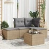 Sofa Sofos komplektas su pagalvėlėmis, 5 dalių, smėlio, poliratanas