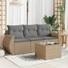 Sofa Sofos komplektas su pagalvėlėmis, 4 dalių, smėlio, poliratanas