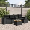 Sofa Sofos komplektas su pagalvėlėmis, 6 dalių, juodas, poliratanas