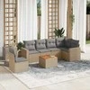 Sofa Sofos komplektas su pagalvėlėmis, 7 dalių, smėlio, poliratanas