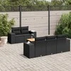 Sofa Sofos komplektas su pagalvėlėmis, 6 dalių, juodas, poliratanas