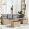Sofa Sofos komplektas su pagalvėlėmis, 6 dalių, smėlio, poliratanas