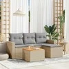 Sofa Sofos komplektas su pagalvėlėmis, 5 dalių, smėlio, poliratanas
