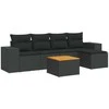 Sofa Sofos komplektas su pagalvėlėmis, 6 dalių, juodas, poliratanas