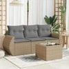 Sofa Sofos komplektas su pagalvėlėmis, 4 dalių, smėlio, poliratanas