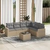 Sofa Sofos komplektas su pagalvėlėmis, 7 dalių, smėlio, poliratanas