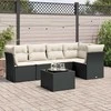 Sofa Sofos komplektas su pagalvėlėmis, 6 dalių, juodas, poliratanas