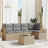 Sofa Sofos komplektas su pagalvėlėmis, 6 dalių, smėlio, poliratanas