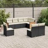 Lauko baldų komplektas Sofos komplektas su pagalvėlėmis, 8 dalių, juodas, poliratanas