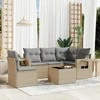 Sofa Sofos komplektas su pagalvėlėmis, 6 dalių, smėlio, poliratanas