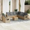 Sofa Sofos komplektas su pagalvėlėmis, 10 dalių, smėlio, poliratanas