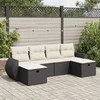Lauko baldų komplektas Sofos komplektas su pagalvėlėmis, 6 dalių, juodas, poliratanas