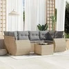 Sofa Sofos komplektas su pagalvėlėmis, 7 dalių, smėlio, poliratanas