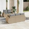 Sofa Sofos komplektas su pagalvėlėmis, 6 dalių, smėlio, poliratanas