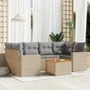 Sofa Sofos komplektas su pagalvėlėmis, 7 dalių, smėlio, poliratanas