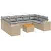 Sofa Sofos komplektas su pagalvėlėmis, 10 dalių, smėlio, poliratanas
