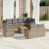 Sofa Sofos komplektas su pagalvėlėmis, 9 dalių, smėlio, poliratanas