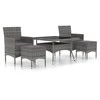Lauko baldų komplektas Valgomojo komplektas, 5 dalių, pilkas, poliratanas ir stiklas