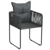 Lauko kėdės su pagalvėmis, 4vnt., juodos spalvos, poliratanas