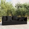 Sofa Lauko poilsio gultas su pagalvėlėmis, juodas, poliratanas