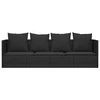 Sofa Lauko poilsio gultas su pagalvėlėmis, juodas, poliratanas