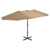 Lauko skėtis nuo saulės su aliuminio stulpu, taupe, 460x270cm