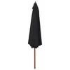 Lauko skėtis nuo saulės su mediniu stulpu, juodas, 350cm